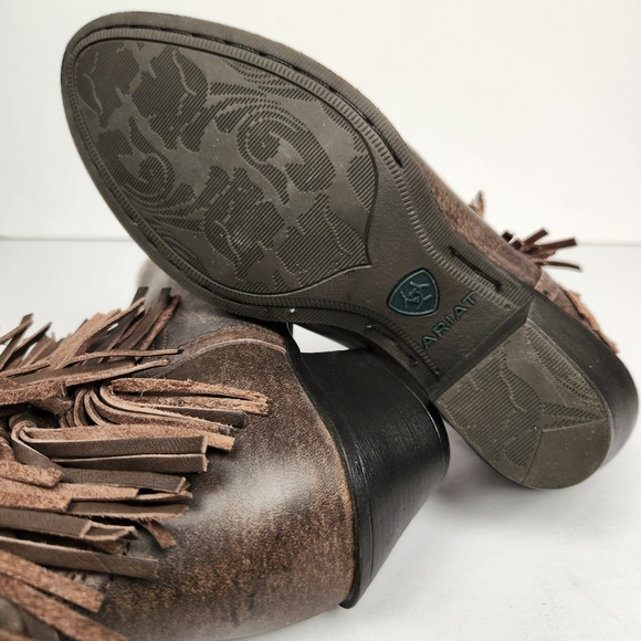 Ariat Brown Ankle Boots with Fringe - Picture 11 of 15